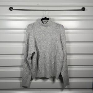 Thread & Supply Gray Cable Knit Mock Neck Sweater Womens Large